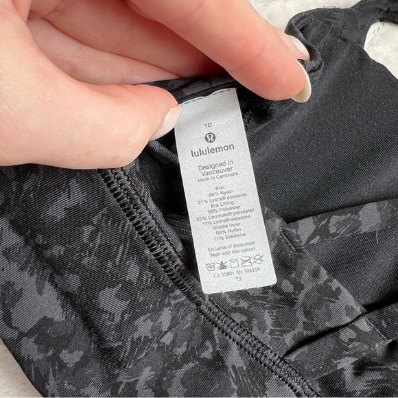 Lululemon Energy Bra Long Line Medium Support in Wild Thing Camo Deep Coal Multi - Picture 10 of 14